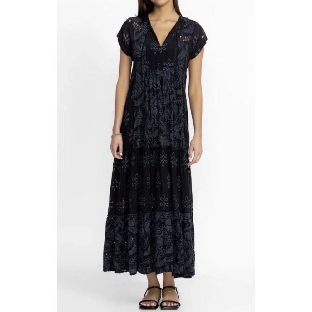 Johnny Was Cleo Aurelia Maxi Dress S Fits M Black Embroidered Boho $630 READ